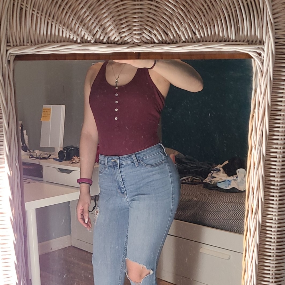 Burgundy body suit